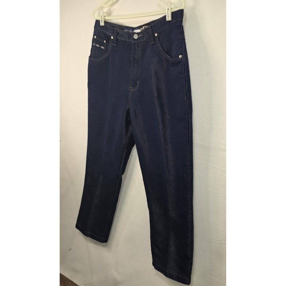OTB One Tough Brand Mens Dark Wash Straight Leg Denim Jeans Indigo Blue - Picture 4 of 6